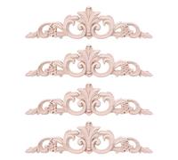 4 piezas de exquisitos apliques de madera tallada para muebles, gabinetes, molduras de madera sin pintar, decoración de muebles, apliques decorativos