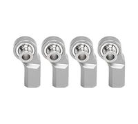 4 piezas de extremo de biela para coche RC, cabeza de barra de dirección en aleación de aluminio y acero M3, rótula para coche modelo Axial SCX10 1/10, pieza de repuesto duradera (Plata)