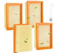 4 Piezas de Filtro Plisado Plano Compatible con Karch-er WD4, WD5, WD6, MV4, MV5, MV6, Filtro Aspiradora, Repuesto para Filter Mojado y Seco, Incluye 1 Cepillo de Limpieza