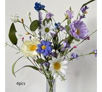 4 piezas de flores artificiales realistas de margaritas y camelias con de tapón sólido - a adecuados para , fiestas, verano - Flores de plástico para arreglos de DIY, de mesa, Día de la , graduación