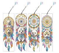 4 piezas de forma especial atrapasueños mariposa 5D DIY pintura de diamante marcapáginas DIY marcadores de pintura de diamantes kits de pintura de diamantes arte marcadores con colgante para adultos