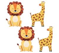 4 Piezas De Globos De Animales, Globos De Película De Aluminio De León, Globos De Jirafa, Suministros De Decoración De Dibujos Animados De Cumpleaños, Globos De Decoración De Animales