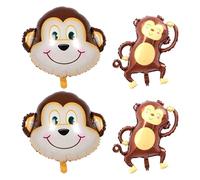 4 Piezas De Globos De Mono Simulados, Globos De Animales De Dibujos Animados, Globos Inflables De Película De Aluminio, Decoración De Juego De Globos De Fiesta Infantil