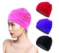 4 Piezas de Gorros de natación Plisados, Gorros de natación con protección para los oídos, Gorros de natación con Turbante, adecuados para Nadar y ducharse