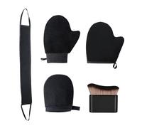 4 Piezas De Guantes Negros De Belleza 3 En 1 Y 1 Pieza De Pincel, Guantes Aplicadores De Loción, Pincel Aplicador De Degradado, Ayudas Para Colorear.