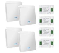 4 piezas de interruptor inalámbrico de luz 230V 10A, juego de interruptor inalámbrico de luz con receptor de control, interruptor de pared inalámbrico hasta 50m de alcance, pulsador inalámbrico de 200