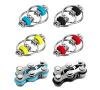 4 Piezas De Juego De Cadena Flippy, Con 2 Piezas De Seis Cadenas De Rodillos, Juego De Fidget Para Aliviar El Estrés, Llavero De Anillo De Hierro, Juego De Cadena De Bicicleta.