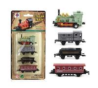 4 piezas de juguetes de mini tren de vapor, kit de juguete de tren de vapor retro, juguete de tren de vapor de simulación de tracción hacia atrás, juguetes para niños y niñas regalo