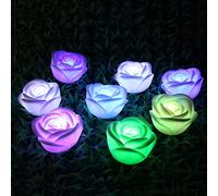 4 Piezas de Lámpara de Flores LED Flores Velas sin Llama sin Humo Flotante Colorido LED Luz Decorativa Funciona con Pilas Velas Flotantes para Bares Café Bodas Reuniones Familiares
