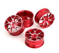 4 piezas de llantas de aleación de aluminio para llantas RC mejoradas para 1/10 Touring Drift RC Racing Car (rojo)