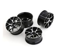 4 piezas de llantas de aleación de aluminio para llantas RC mejoradas para 1/10 Touring Drift RC Racing Car (negro)