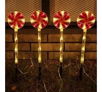 4 piezas de luces solares navideñas for caminos, piruletas, decoraciones navideñas con energía solar, luces impermeables for decoraciones de patio al aire libre for patio, jardín, césped, decoración n