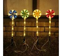 4 piezas de luces solares navideñas for caminos, piruletas, decoraciones navideñas con energía solar, luces impermeables for decoraciones de patio al aire libre for patio, jardín, césped, decoración n