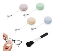 4 piezas de Macaroni Color Screen Wipe, teléfono móvil, gafas de ojos, toallita para lentes de cámara y 1 pieza de cepillo de limpieza, cepillo para polvo de suculentas, accesorios para teléfono móvil
