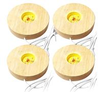 4 piezas de madera LED base de luz: base de madera LED, 3 colores de iluminación de madera ajustable, base de luz LED redonda, base para exhibición, cristal, acrílico, joyas, resina