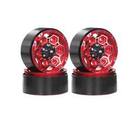 4 Piezas de Metal de 1,9 Pulgadas, Llanta Beadlock, Cubo de Rueda para 1/10 RC Crawler Car para Axial SCX10 Pro Capra TRX4 RC4WD/D90 Redcat Rojo