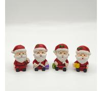 4 Piezas de Muñecos de Santa Claus - Decoraciones Navideñas de Resina, Figuras de Santa en Múltiples Poses con Exhibición en Ventana, de Mesa para Fiestas y Adornos para Árbol de Navidad