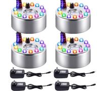 4 piezas de neblina ultrasónica para Halloween, fuente de agua para estanque, máquina de niebla con 12 luces LED que cambian de color, fuente interior para el hogar, habitación, oficina, vacaciones al