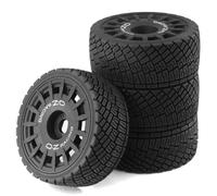 4 piezas de neumático de goma RC de 100 x 40 mm, eje hexagonal de 17 mm, piezas de repuesto RC para coche de 1/8 WRC KM Citroen C3 FS Rally RC (negro)