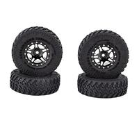 4 piezas de neumáticos para Scx24, repuesto de ruedas para coche RC con buje hexagonal de aleación de aluminio y banda de rodadura de goma, neumáticos todoterreno de alto agarre (Negra)