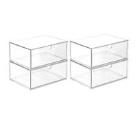 4 piezas de organizador de cosméticos apilable, TIE-DailyNec organizador de maquillaje transparente de acrílico, caja de almacenamiento para cajones de escritorio, vitrina de acrílico para cosméticos
