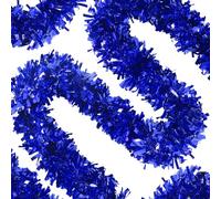 4 Piezas de oropel de Navidad, oropel de árbol de Navidad de 6.6 pies, serpentinas metálicas Finas y Gruesas, Guirnalda de, Suministros para Fiestas en Interiores y Exteriores, Azul, árbol