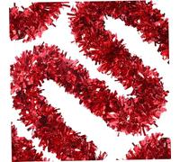 4 Piezas de oropel de Navidad, oropel de árbol de Navidad de 6.6 pies, serpentinas metálicas Finas y Gruesas, Guirnalda de, Suministros para Fiestas en Interiores y Exteriores, Color Rojo