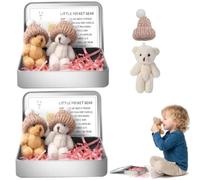 4 piezas de oso preocupado abrazo en una caja, un pequeño abrazo de oso de bolsillo, mini osos de preocupación con tarjeta inspiradora, mini osos de peluche hechos a mano de Navidad en caja, regalos