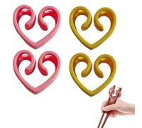 4 piezas de palillos para sushi, palillos reutilizables, ayudantes para aprender a usar los palillos, conector para palillos, para adultos(amarillo, rosa)