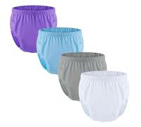 4 Piezas de Pantalones de Plástico Impermeables para Adultos,Cubrepañales de Tela para Adultos para Incontinencia Lavable Pañales(Multi-colored 1,Large)