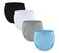 4 Piezas de Pantalones de Plástico Impermeables para Adultos,Cubrepañales de Tela para Adultos para Incontinencia Lavable Pañales(Multi-colored 2,Large)