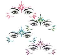 4 Piezas De Parche De Cara De Diamantes De Imitación, Parche De Cara Brillante, Adornos De Maquillaje Facial, Suministros De Aderezo Para Fiestas, Accesorios De Ropa.