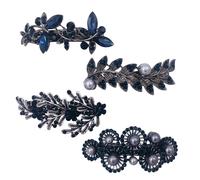 4 piezas de pasadores para el pelo estilo franc?s de plata vintage, accesorios con diamantes de imitaci?n y perlas, joya para mujer
