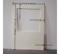 4 Piezas de Paspartús A4 para Montaje de Fotos, Accesorios Decorativos para el Hogar