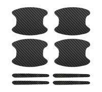 4 Piezas De Pegatinas De Manija De Puerta De Fibra De Carbono, 4 Piezas De Tiras Anticolisión De Manija De Fibra De Carbono, Película Protectora De Manija De Puerta