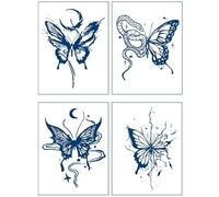 4 Piezas De Pegatinas De Tatuajes De Hierbas De Mariposa, Pegatinas De Tatuaje De Flores De Color De Tatuaje De Simulación De Alta Gama