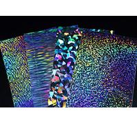 4 piezas de película adhesiva holográfica de 10 x 21 cm con patrón de alambre de discoteca artificial de piel de pescado para cebos duros (surtido)