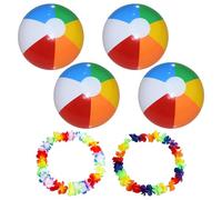 4 Piezas de Pelotas de Playa y 2 Juegos de guirnaldas, Pelotas inflables de Colores, Juguetes inflables, Juguetes acuáticos, Juguetes de Playa para niños