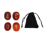 4 Piezas de Piedras de Runa con Letras Doradas Inguardadas, Símbolo de Reiki con Bolsa de Almacenamiento para Curación de Chakra de Meditación, Curación de Cristales, Energía