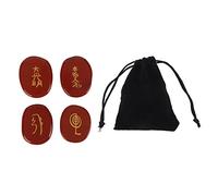 4 Piezas de Piedras de Runa con Letras Doradas Inguardadas, Símbolo de Reiki con Bolsa de Almacenamiento para Curación de Chakra de Meditación, Curación de Cristales, Energía