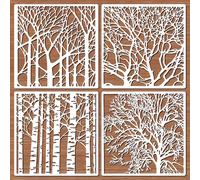 4 piezas de plantillas de de árbol , crema blanca, 7,87 pulgadas, reutilizables, plástico, para madera, tela, paredes, muebles y manualidades DIY