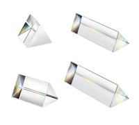 4 piezas de prisma triangular de vidrio óptico de cristal, ancho 25 mm, prisma de espectro de arcoíris de vidrio para experimentos, prisma triangular de cristal K9, lente transparente para física del