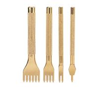 4 piezas de punzón de cuero en forma de rombo de 4 mm, juego de cinceles para cuero de acero inoxidable con mango antideslizante, punzón de costura de alta afilado para proyectos