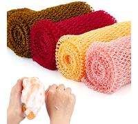 4 piezas de red africana de baño largo esponja exfoliante ducha cuerpo depurador de la espalda depurador de la piel más suave para uso diario o calcetín (naranja, marrón, crema, melocotón)