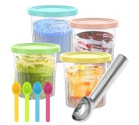 4 piezas de repuesto para contenedor Ninja Creami Deluxe, tapa para helado compatible con máquina de helado cremosa, accesorios, apto para lavavajillas, sin BPA, NC501EU NC500EU, recipiente a prueba
