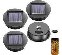 4 piezas de repuesto para lámparas solares: φ8 cm lámparas solares superior de repuesto con LED brillante, IP65 resistente al agua, panel solar colgante parte superior de repuesto, panel solar de