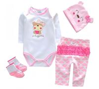 4 Piezas de Ropa de muñeca de Reborn, para 17-22 Pulgadas Reborn Muñeca Niños y Niñas, Lindo Oso Set, Conjunto de Accesorios para muñecas de 43-55 cm, Ropa de bebé con Sombrero y Calcetines