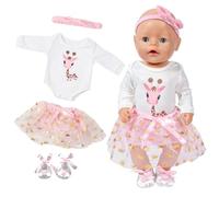 4 piezas de ropa de muñeca tutú para muñecas de 36 - 43 cm, vestido de muñeca con tul y corona para muñecas de 43 cm, camisa de manga corta con estampado de jirafas, zapatos de ballet, mariposas