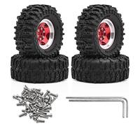 4 piezas de rueda de aluminio de 1.3 pulgadas, 64 x 26 mm, piezas mejoradas RC para SCX24 AX24 TRX4M 1/18 1/24 Crawler RC Climbing Car (rojo)