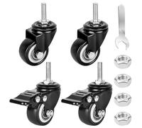 4 piezas de ruedas para muebles de 40 mm: ruedas fijas M8 con rosca M8x25mm, ruedas de carga pesada, ruedas giratorias para muebles, 2 con freno y 2 sin frenos, 35 kg, giro de 360 grados, ruedas de